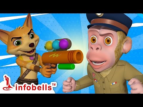 Jaanavaron Ke Bachchon Ka Apaharan - Super Police Bandar Mama | Hindi Rhymes & Cartoons | Infobells