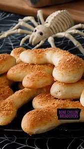 Bake up these Bone Chillin’ Breadsticks to spook up your next soup or chili night. #halloweenfood #rhodesrolls | Rhodes Bake-N-Serv