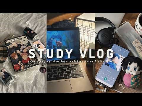 study vlog 🎧 | exam studying, slow days, watching anime & alone time
