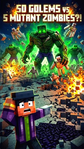 Impossible Fight... 5 Mutant Zombies vs 50 Golems 💀