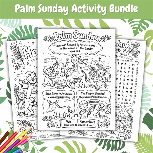 Palm Sunday Coloring Pages, Bible Story Activity, Christian Easter Craft (digital Download) - Etsy UK