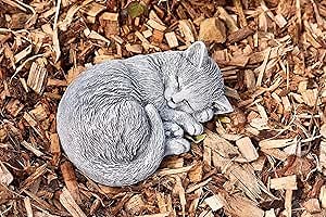 Concrete Cat Statue Realistic Cat Figurine Unique Garden Decor Pet Memorial Statues Halloween Cat Sculpture Outdoor Figure for Home and Garden, White