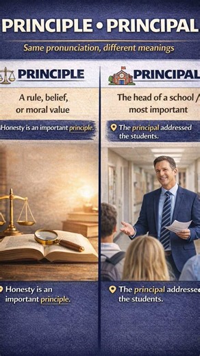 PRINCIPLE vs PRINCIPAL 🤯 Same Sound, Different Meaning! | English Shorts