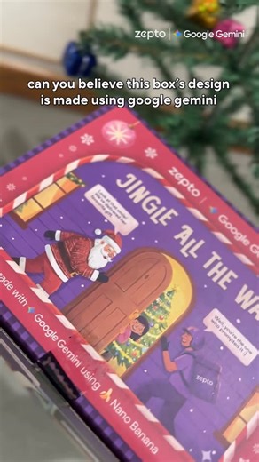 Zepto on Instagram: "Christmas is near and we are sending you a whole bunch of holiday love & cheer 🧑‍🎄🎄 Scan the QR code on the box and share your wishes using Nano Banana on Google Gemini✨ or Go to goo.gle/zeptochristmas & make one yourself ☝ #NanoBanana #WithGoogleGemini #GeminiZeptoChristmasCard @googleindia 🧑‍🎄🎄"