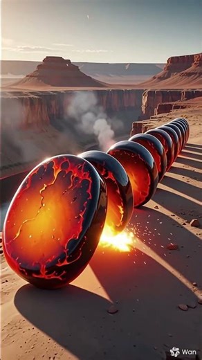 When Lava Stones Set the Grand Canyon Ablaze 🌋🔥 #dominoeffect #epicshorts #viralvideo #grandcanyon