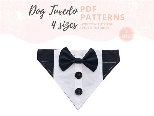 Dog Tuxedo Pattern   Video Tutorial | Dog Tuxedo Bandana DIY | Dog Wedding Attire Sewing Pattern | Over the Collar Dog Suit DIY - Etsy
