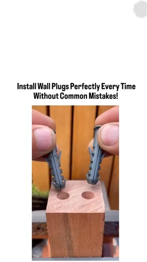Facts on Instagram: "Tired of wall plugs slipping too deep into the hole or not expanding properly when you're hanging shelves or pictures? This mind-blowing video reveals a simple yet genius hack that ensures you never install a wall plug incorrectly again! Watch as the demonstrator uses a wooden block with pre-drilled holes to show the difference between the wrong way and the right way. Starting with two gray plastic wall anchors, one is inserted directly into the hole – but it pushes in too f