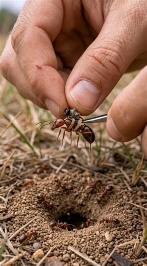 if we could see the world through the eyes of a fire ant? 🔬🐜 Scientists attach a tiny micro-camera to a fire ant and send it inside the massive underground colony. Thousands of ants, egg chambers, larvae nurseries, and endless tunnels appear in this hidden world beneath our feet. You’ve never seen an ant colony like this before. #fireant #antcolony #insectpov #microworld #tinycamera