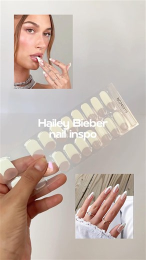 Hailey Bieber nails at home for $10 #nails #nailart #pressonnails #gelnails