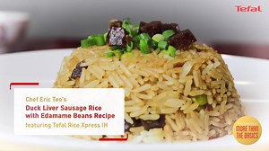 71K views · 358 reactions | Wouldn’t it be nice to cook your rice and meal together in under 30 minutes? Come watch Chef Eric Teo prepare Duck Liver Sausage Rice with Edamame Beans recipe using Tefal's Rice Xpress IH! Don’t wait any longer, get yours now: https://bit.ly/3jI4j10 #TefalTechnology #MoreThanTheBasics | Tefal | Facebook