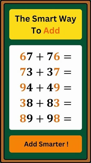 Secret Trick to Add Two Numbers Quickly #shortsfeed #shortviral #mathtricks