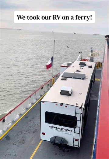 I never thought that we would do this with our RV…but it ended up being such a cool experience! 🙌🏻 We took our RV on a ferry! ⛴️ We were nervous at first to take our RV on a ferry, but it ended up being a super easy and fun process. We would definitely do it again! 😃 ⛴️ Galveston-Bolivar Ferry 📍Galveston/Port Bolivar, Texas ⏰Operates 24 hrs 📆Operates 265 days a year 💰Free ⏱️20 minutes ‼️Make sure propane is off Have you taken your RV on a ferry? If not, is this something you would do? Let 
