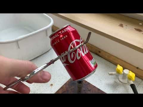 Crushing coke can with atmospheric pressure