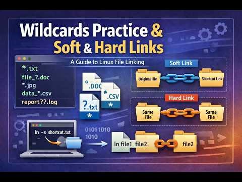 Wildcards Practice + Soft & Hard Links 🔥 Linux Commands Full Guide (Hindi)