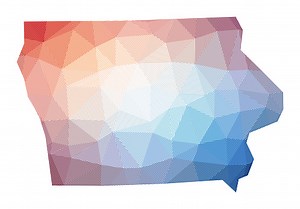 Stadtplan von Iowa. Niedrige Poly-Illustration des US-Staates.