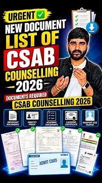 Urgent✅ New Document List of CSAB Counselling 2026 | Documents Required CSAB Counselling 2026 #csab