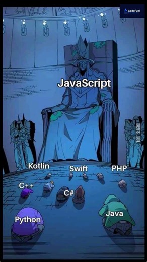 JavaScript Be Like: The King of Programming 👑😂 #fullstack #javascript #java #swift #php