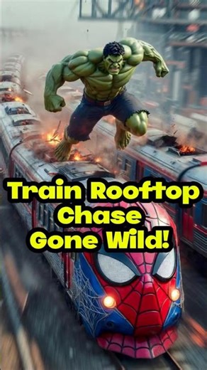 Spider-Man vs hulk Train Rooftop Chase Gone Wild! Marvel toys #marvel #hulk #superherotoys#spiderman