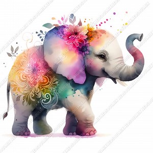 20 Elephant Cliparts, Elephant With Flowers, Elephant Clipart, Watercolor Elephant, Quality, Greating Cards Clipart, Image of an Elephant - Etsy