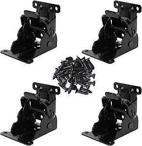 4 Pack Foldable Self Lock Hinges Heavy Duty Folding Brackets with Screws Lock Extension Support for Table Leg,Bed Leg,Workbench,Laundry Garage Boats Furniture