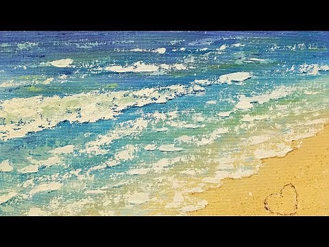 Easy BEACH Waves Acrylic Tutorial for Beginners How to Paint with Palette Knife