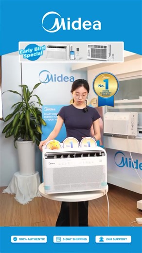 Midea 6K/8K/10K/12K BTU U Shaped Smart Inverter New Window Air Conditioner, 2025 version, Cools up to 450 Sq. Ft.,Ultra Quiet with Open Window Flexibility, Works with Alexa/Google Assistant, 35% Energy Savings, Remote Control