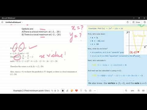 Simultaneous Equations | Standard Form |Graphical Method | Minimum & Maximum Value of Parabola|