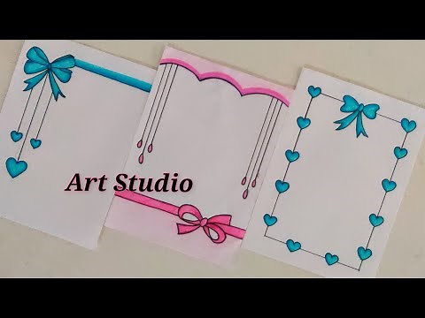 Border designs on paper|Ribbon Border Designs|Project work Designs|Borders Design for School Project
