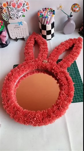 Fardeen Khan on Instagram: "DIY rabbit mirror frame🐰❣️ . . . follow for more ideas #a explorepage #trending #artist #homdecor #mirrordecorate"