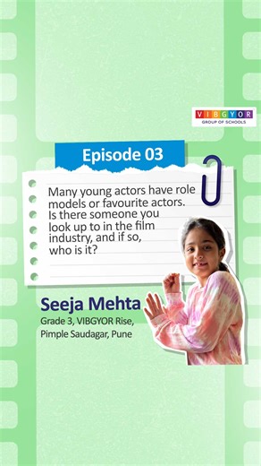 Watch Episode 3 of 'VIBGYOR Spotlight' as Seeja shares her inspirations and favourite actors. Stay tuned for more fascinating revelations! 🌟🎥 #VIBGYORSpotlight #RoleModels #VIBGYORKids #VIBGYORRoots #VIBGYORGroupOfSchools #VIBGYOR | VIBGYOR Group of Schools