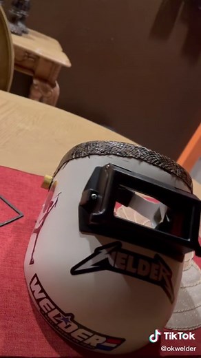 Doesn’t look as slick as the actual one but i made it work🤣 #welding #weldinghood hit up @hibana.welding for that combo welder sticker🔥🔥
