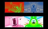 Mix of 4 videos from youtube : Gummy Bear Song HD (Four Slow & Backwards Versions at Once)
