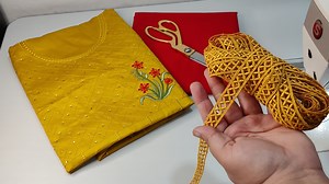 247K views · 7.6K reactions | How to increase kameez Length/ Beautiful Border Design for Kurti Daman #sewing #style #stitching #cuttingandstitching #gheradesign #sewing #crafts #diy #fashion | Knotty Stitches | Facebook