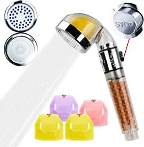 Vitamin C Filter Shower Head with Replacement Filters - Chlorine & Flouride Filter - Universal Shower System&High-Pressure Filter Handheld Shower (Four refills)