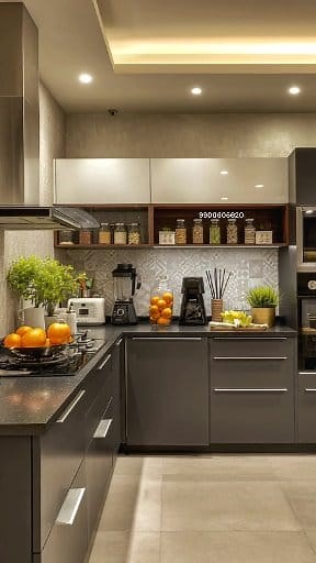 15K views · 84 reactions | Kitchen design ideas || Sleek, stylish, and ready for all the good food. 朗 #ModularKitchen #KitchenInspo #HomeRenovation #kitchen | Home Interiors | Facebook