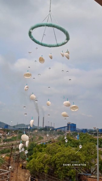 DIY seashell wind chime #craftideas #handmade #homedecor #seashellcraft #diywindchime #youtubeshorts