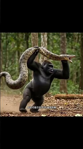 Gorilla Battles Giant Python to Rescue Baby Monkey #GorillaVsPython #GiantPython #AnimalFight