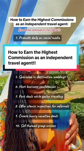 I coach over 3,000 Travel Business owners, I teach you how to start your own travel agent business and get paid. I’ve been in the industry for 11 years!! I’ve helped agents sell MILLIONS in travel even with no prior experience! Who you join in business definitely matters! Who you choose as your host agency is very important!! My Top Tips for High Travel Sells: 1. Promote Your Travel Business and Travel deals every day on social media don’t rely on your friends & family!! 2. Create your own vacat