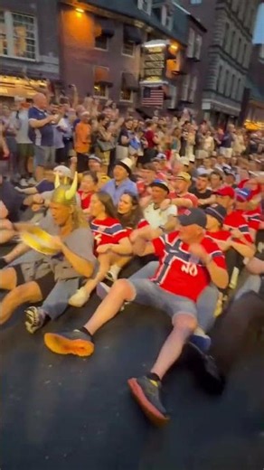 Norwegian Fans Doing the Famous Viking Row in the Street #fifaworldcup