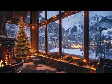 🎄 Cozy Christmas in Aspen | Snowfall, Fireplace & Relaxing Holiday Music | Winter Ambience 4K
