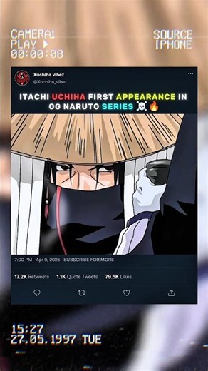 ITACHI FIRST APPEARANCE IN OG NARUTO SERIES ☠️🔥 #narutoshippuden #naruto #shorts #itachi