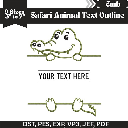 Baby Crocodile Embroidery Design, Safari Animal Embroidery Machine File. 9 Sizes, Instant Download - Etsy
