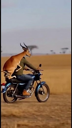 “Man on a Motorcycle Saves a Gazelle — Leopard Left Stunned 🏍️🦌🐆”