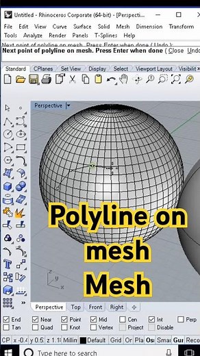Rhinoceros//Cad design//Polyline on mesh//#matrix//rhinoceros //#basicmatrix // #cadsoftware