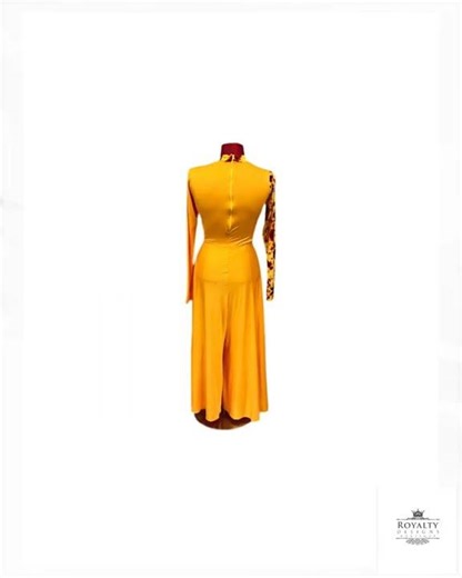 👑 Yellow & Fire Lycra Praise Dance Palazzo Unitard (Final Sale) 💃