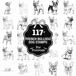 109  French Bulldog Dog Procreate Stamps, Frenchie Brushes for Procreate, Instant Digital Download