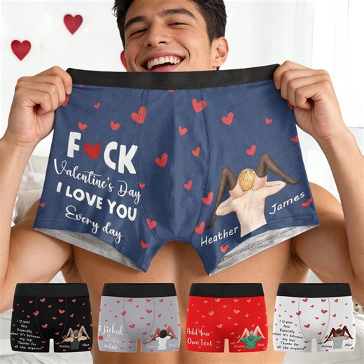 Personalized Cartoon Boxer Briefs, Funny Valentine's Day Gift, Custom Mens Underwear With Names - Etsy