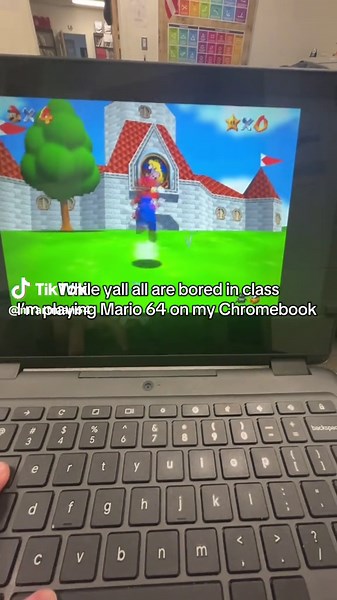Playing Mario 64 on a Chromebook During Class