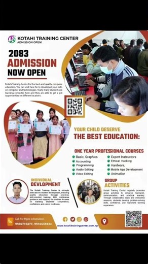 Admissions are now open for the one-year computer course at Kotahi Training Center. #gulariya
