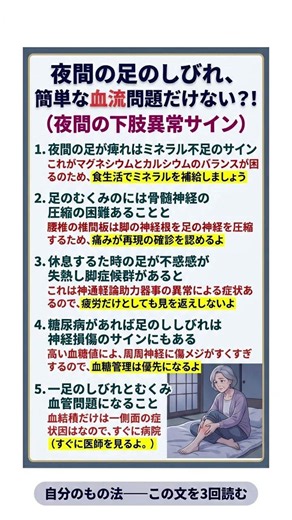 夜に足がしびれる症状、単なる血液循環の問題ではない?!